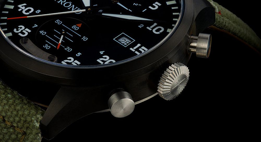 Strong Swiss Made Strond DC-3 MKll Aviation Watch - All Black, Swiss Movement