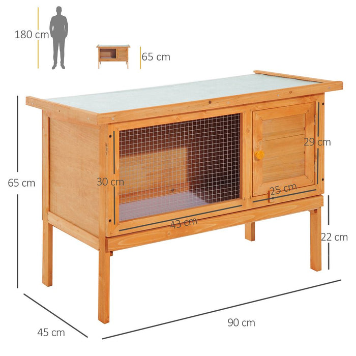 Pawhut Elevated Outdoor Rabbit Hutch for Guinea Pig - High-Quality Wood Cage with Garden Theme