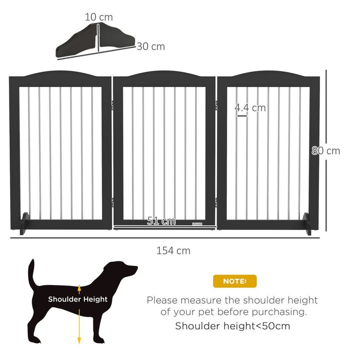 PawHut Foldable Dog Gate- Freestanding Pet Gate with Support Feet-Black