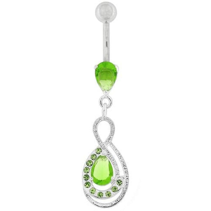 Tear Drop CZ with Fusion Infinity Dangling Belly Button Ring