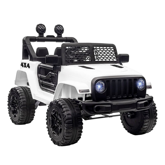 HOMCOM Kids Electric Ride On Car 12V Off Road Toy with Parental Remote Control 2 Motors Horn Lights Suspension Wheels for 3-6 Years Old White