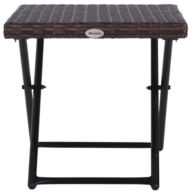 Premium Folding Square Rattan Coffee Table - Outdoor Bistro Balcony Garden - High-Quality Steel Frame - Weather Resistant
