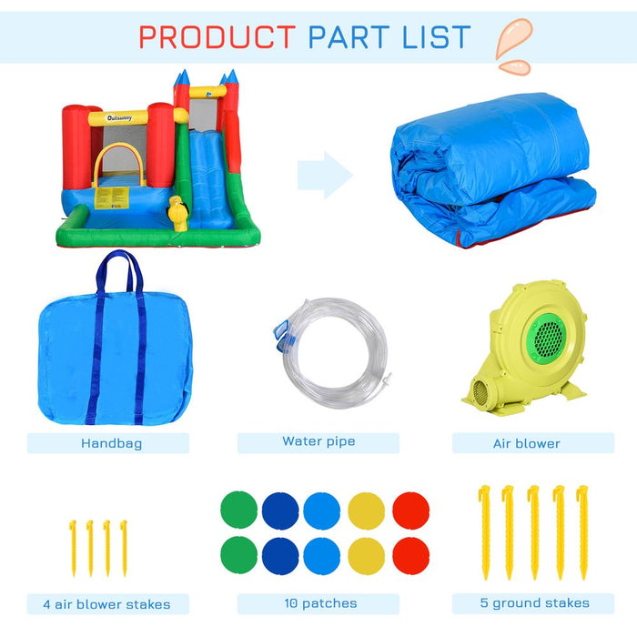 Ultimate Fun: Kids Bouncy Castle with Slide, Water Pool, Climbing Wall & Trampoline - Top Quality!