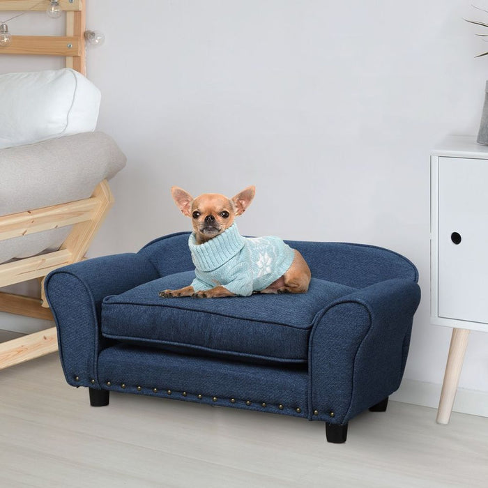 Cozy Blue Dog Sofa Bed - XS/S Dogs - Cushioned Pet Chair Lounge - High-Quality