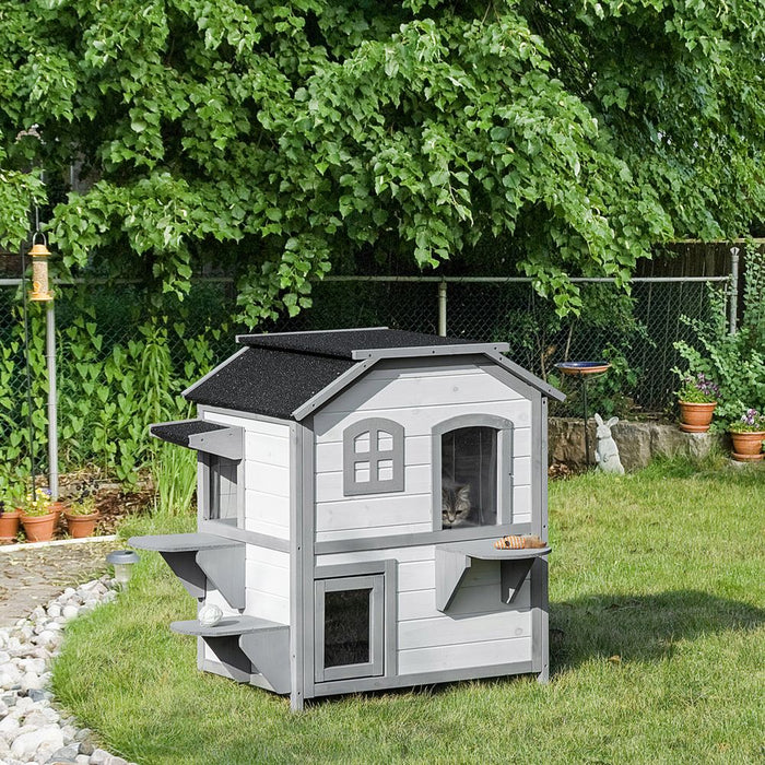 PawHut Kitten Condo - Openable Roof, Catio Enclosure, White