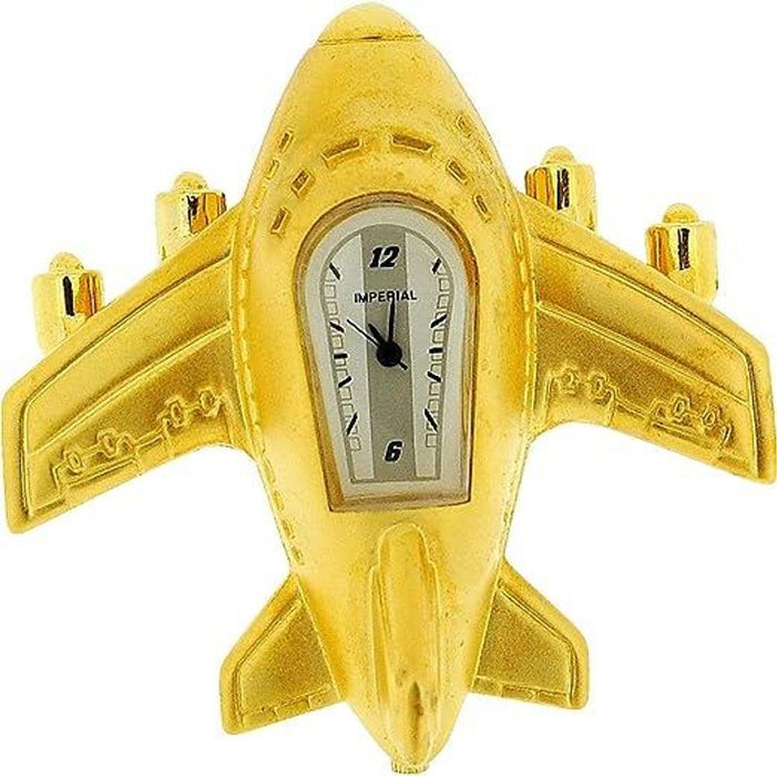 Miniature Clock Gold Plated Aeroplane Solid Brass IMP1015G - CLEARANCE NEEDS RE-BATTERY