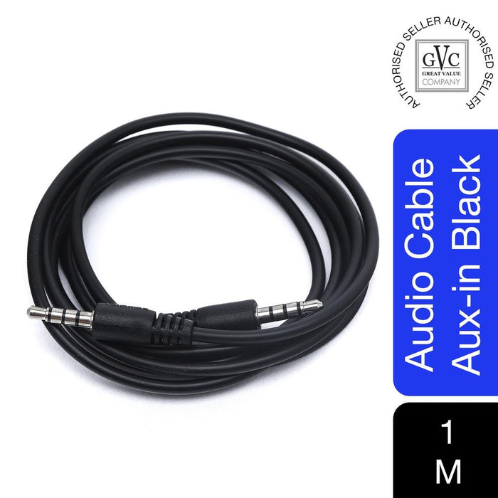 GVC Audio Cable - 3.5mm STEREO AUX IN CABLE - 1M - High Quality & Vibrant Colors