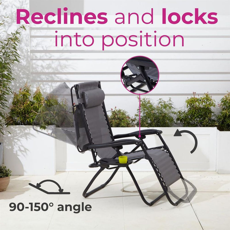 Premium Zero Gravity Garden Chairs & Table - Adjustable, Folding, Comfortable, Durable & Stylish Furniture Set