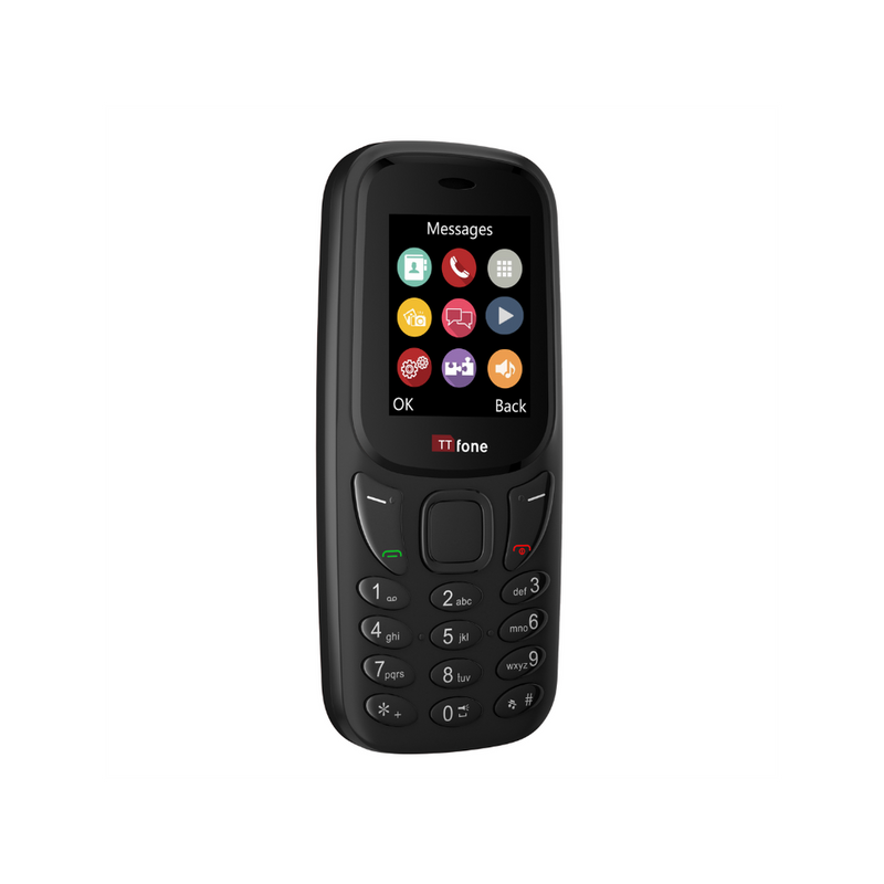 TTfone TT170 Dual SIM Black Mobile Phone - Mains Charger, Giff Gaff Pay As You Go - Unlocked