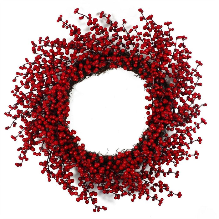 Premium 24" Large Christmas Red Berry Floristry Wreath - Luxury Design, Artificial Berries, Natural Base - Perfect for All Door Sizes!