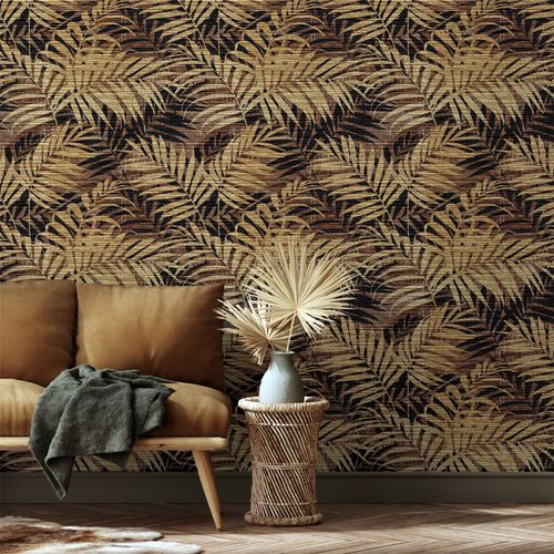 Textured Palm Gold/Chocolate sw12 wallpaper