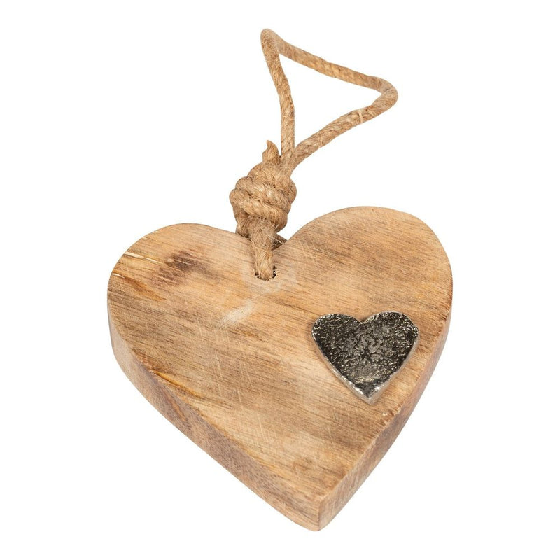 Rustic Wooden Heart with Silver Metal Accent - High Quality Home Decor