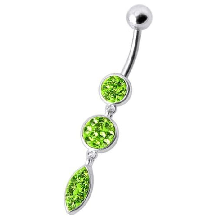 Fancy Pressure Setting  Jeweled Dangling Belly Ring