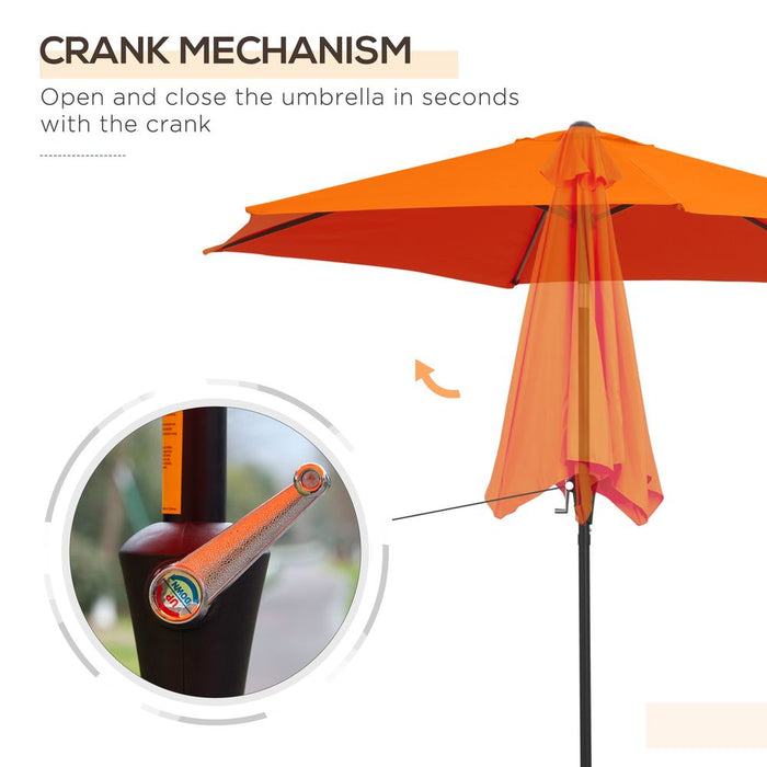 Patio Umbrella Parasol Sun Shade Garden Aluminium Orange 2.7M Outsunny