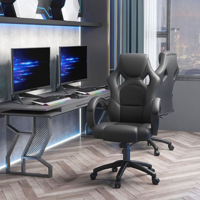 Premium Swivel Gaming Chair - Adjustable Height, 360° Swivel, PU Leather - Black