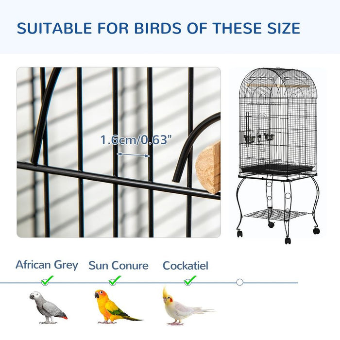 Spacious Bird Cage, Aviary Parrot Macaw Cockatiel Feeding Stand w/ Perch - High Quality!