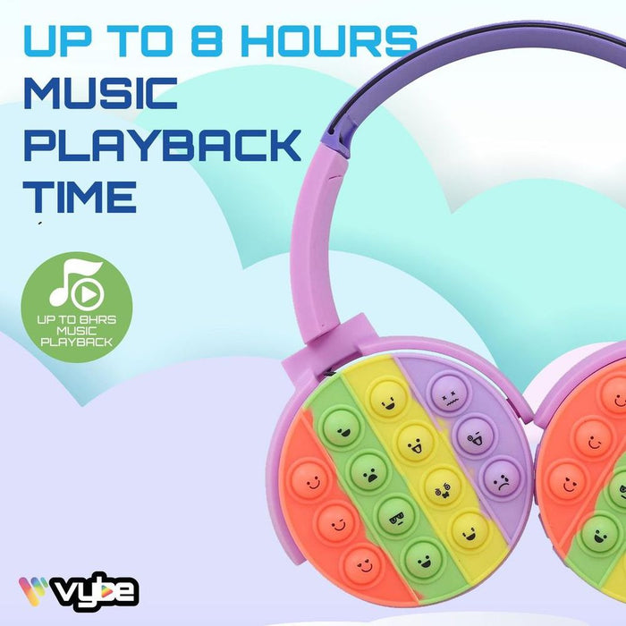 Vybe Stress Buster Push-Pop Fidget - Wireless Kids Headset - Purple