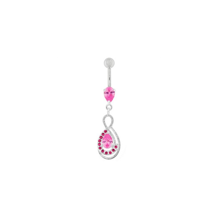 Tear Drop CZ with Fusion Infinity Dangling Belly Button Ring