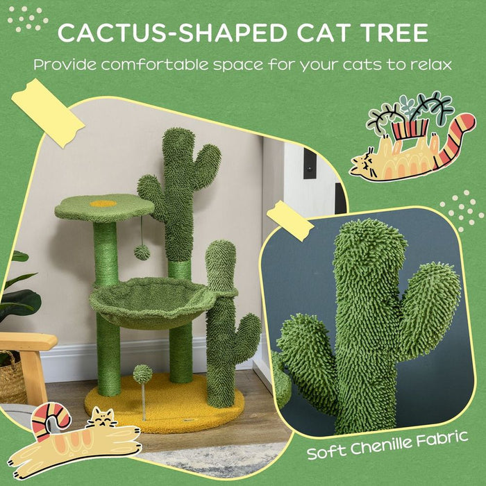 PawHut Cactus Cat Tower w/Hammock - Ultimate Comfort & Fun for Indoor Cats!