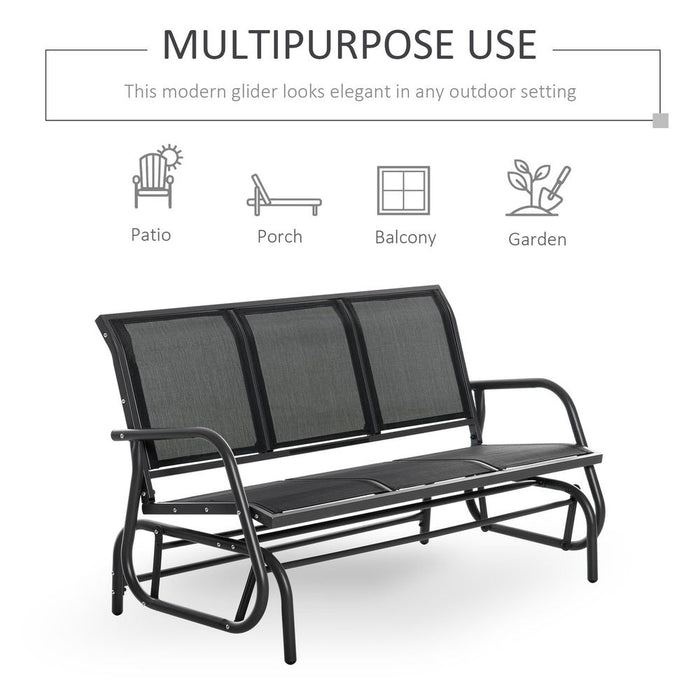 Outsunny 3-Seat Glider Rocking Chair - Metal Frame Patio Furniture