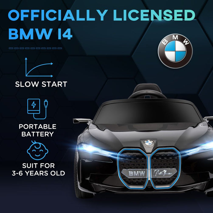 BMW i4 12V Kids Electric Ride-On - Portable Battery - Black