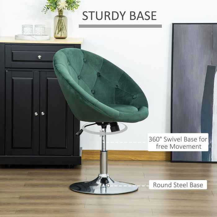 HOMCOM Swivel Tub Chair: Green, Adjustable, Armless, High-Quality Dining Stool