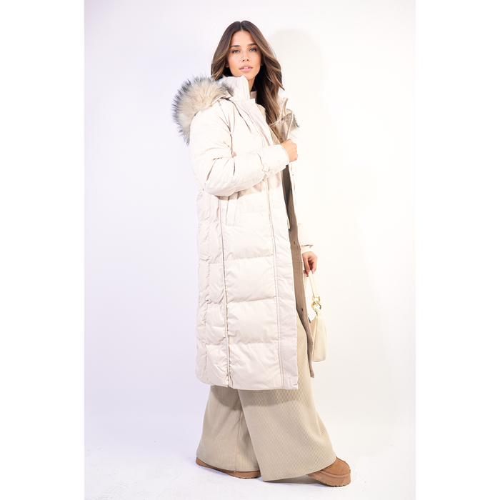 Luxury Longline Faux Fur Hooded Puffer Jacket