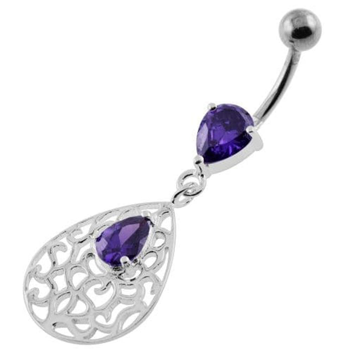 Jeweled Tear Drop Pattern belly piercing