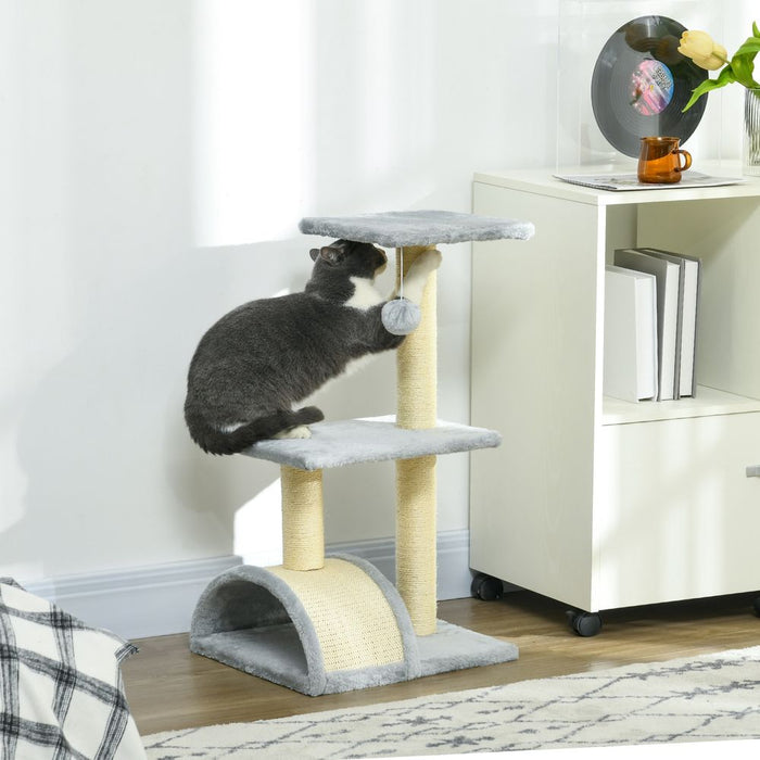 PawHut 72cm Cat Tree Climbing Tower - Light Grey