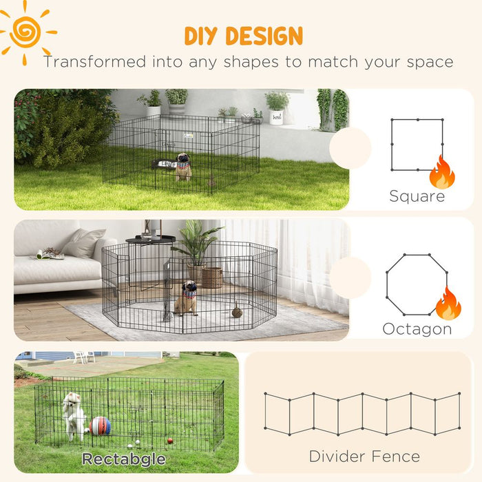 PawHut 24" Pet Dog Playpen, 8-Panel Metal Fence, Safe & Secure Space