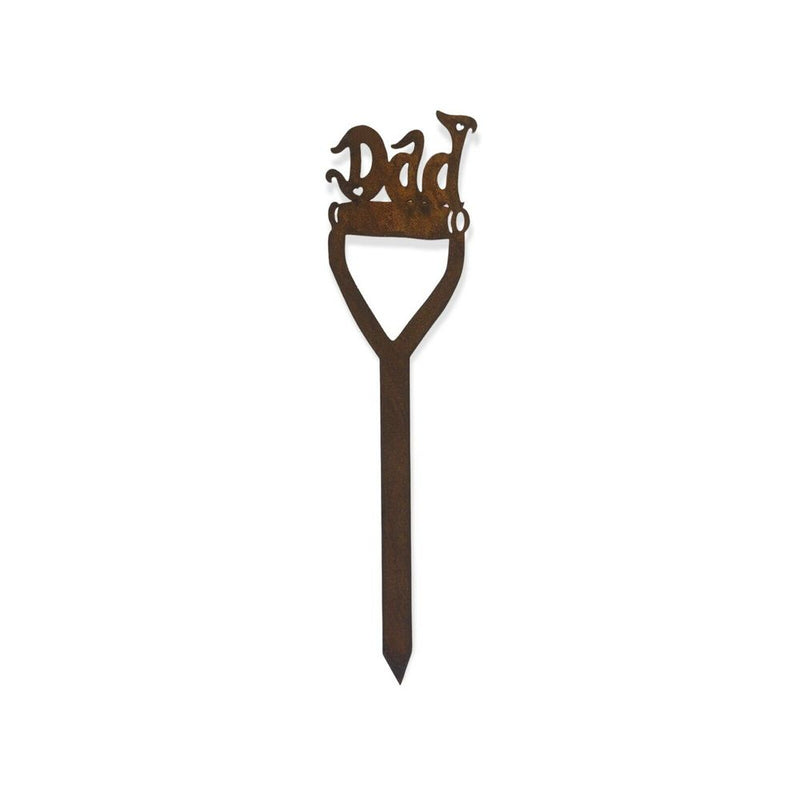 DAD on a Spade Garden Sign - Rusty Metal Outdoor Decor - Perfect Gift for Fathers Day