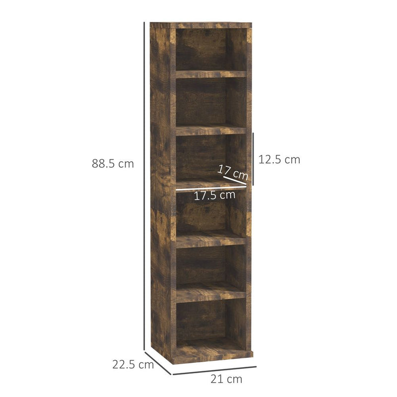 HOMCOM Set of 2 CD Media Display Shelf Unit Tower Rack Adjustable, Rustic Brown
