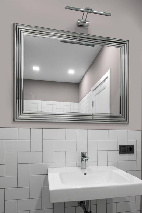 New Modern Bright White & Silver Layered Wall Mirror