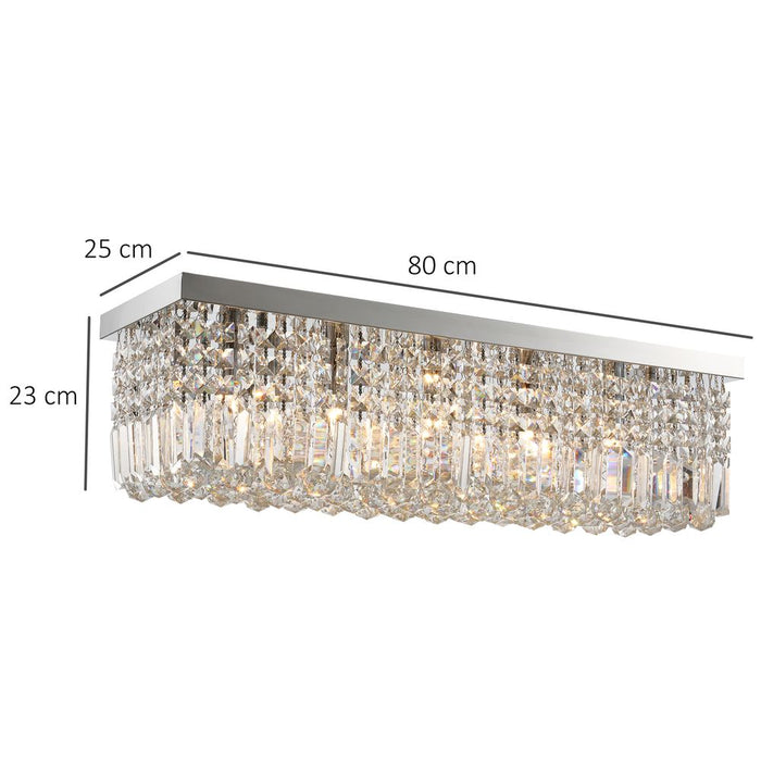 Stunning Crystal Ceiling Light: Square Chandelier, Silver, E14 Base