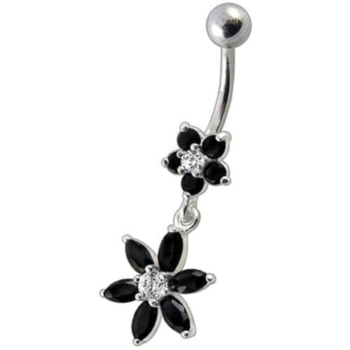 Fancy Flower Dangling Navel Ring