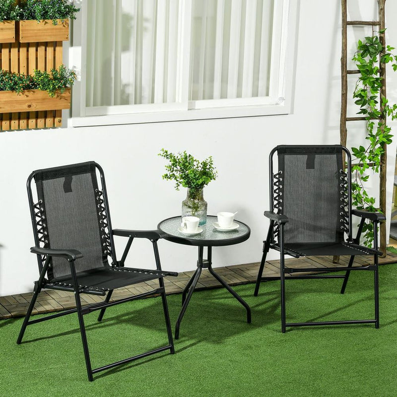 Premium Outsunny Patio Chairs: 2-Pack Folding Loungers, Portable & Durable - Black
