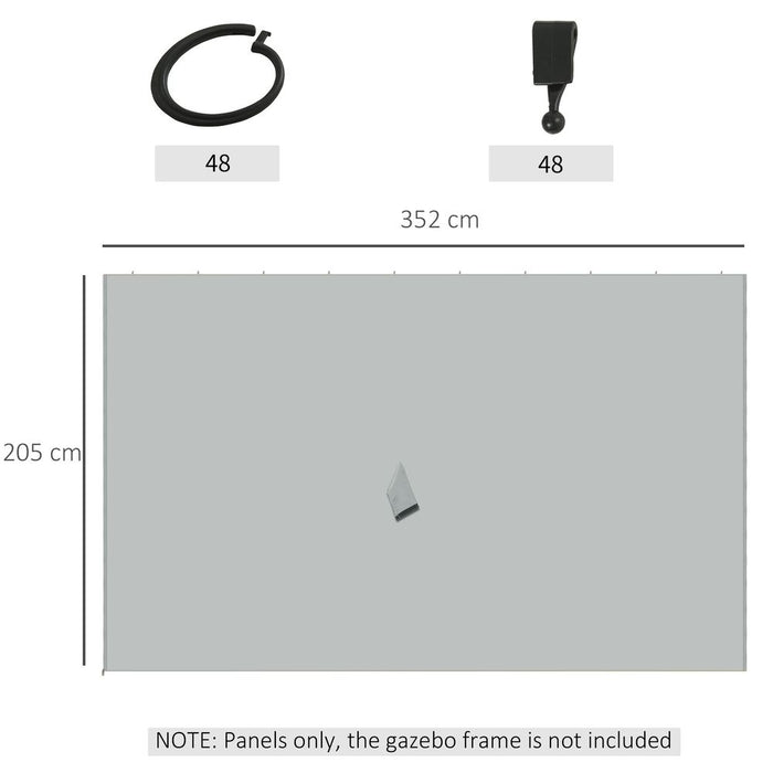 Gazebo Replacement Sidewalls - 4Pk Privacy Panel for 3x4m - Light Grey - Premium Quality