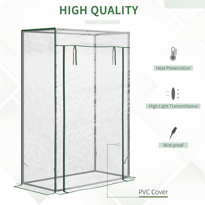 100x50x150cm Greenhouse Steel Frame PVC Cover with Roll-up Door Outdoor Green