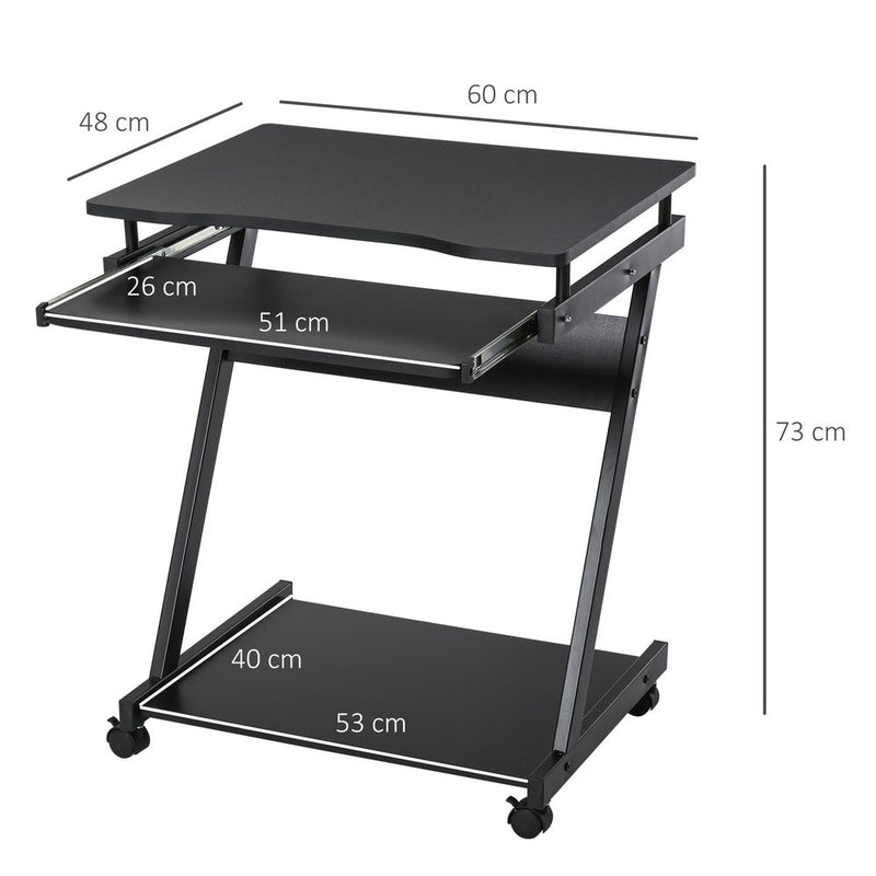 Moveing Computer HOMCOM Movable Computer Desk with 4 Moving Wheels Sliding Keyboard Tra ...