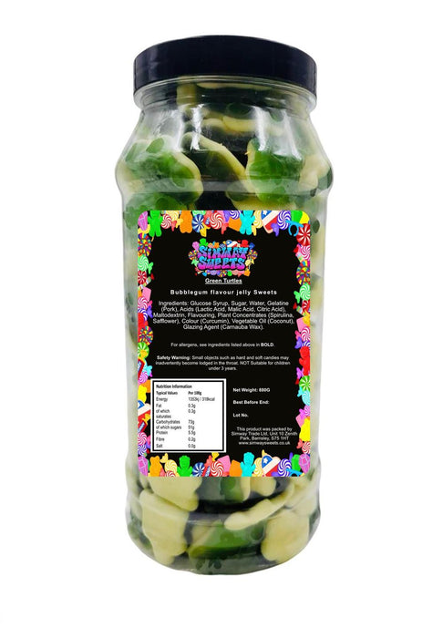 Gummy Turtles - Retro Sweets - Bubblegum Flavoured - Gift Jar - Best Quality - Delicious - Fast Delivery