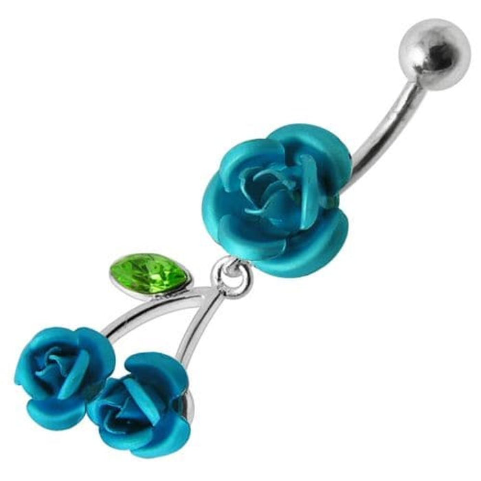 Jeweled Roses Dangling Belly Ring