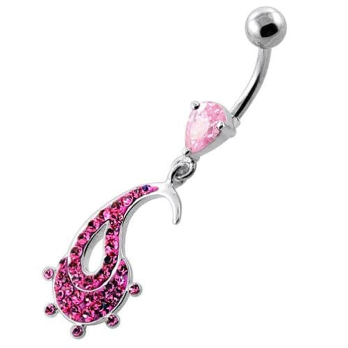 Multi Jeweled Hanging Fish Navel Belly Ring