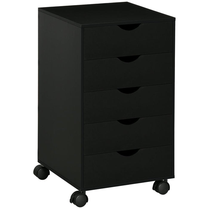 Organize Your Office with the HOMCOM 5-Drawer Mobile Filing Cabinet - Durable, Stylish, and Convenient - Black