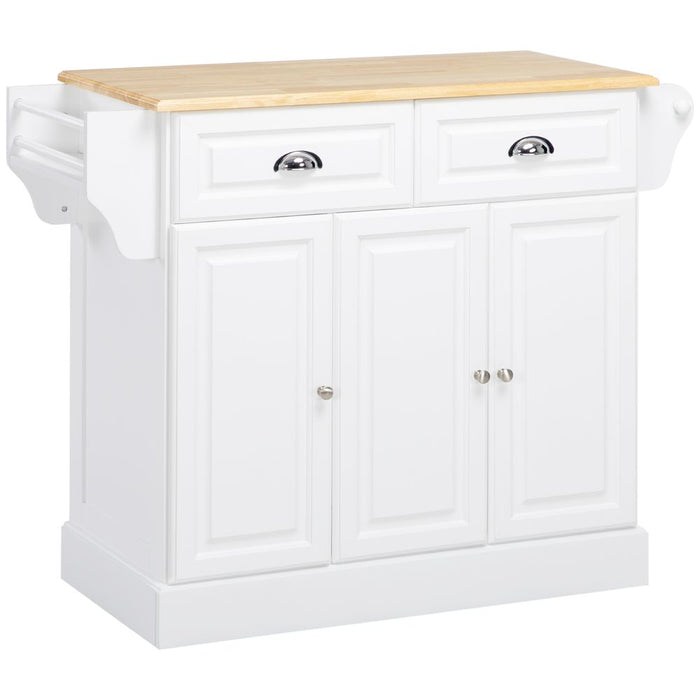 Kitchen Storage Trolley with Adjustable Shelf Rolling Kitchen Island White