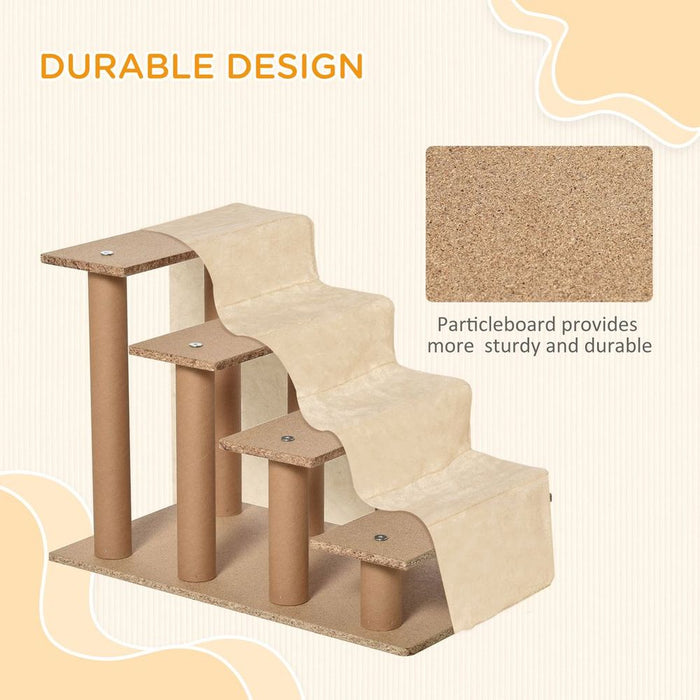 Premium Portable Dog Stairs - Washable Plush Cover - Beige