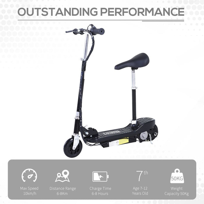 HOMCOM Outdoor Ride On Powered Scooter Sporting Toy 120W Motor Bike 2 x 12V Battery - Black