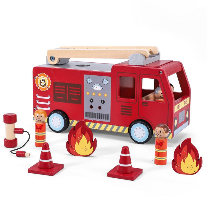 SOKA Wooden Fire Truck Playset - Hours of Active Fun - Certified Quality - Ideal Gift (80 characters)