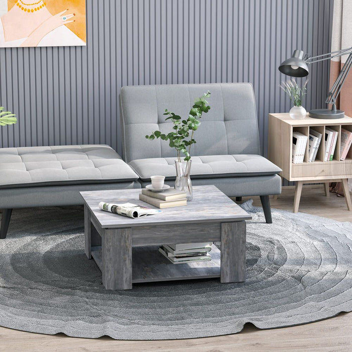 Stylish and Sturdy Wood Grain Coffee Table - Scratch Resistant, 2 Tier Design - Holds up to 60kg - Perfect for Any Room!