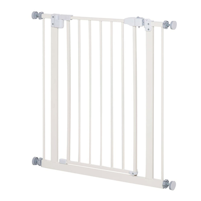 Premium 74-80cm Adjustable Pet Gate: Quality Metal Barrier with Auto-Close Door - White