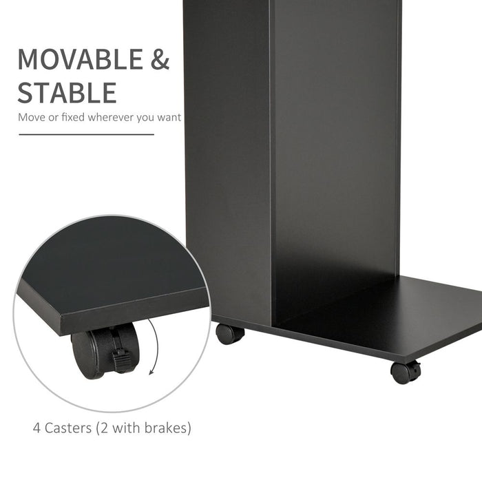 Mobile Sofa Side Table for Laptop Coffee w/ Storage and Casters, Black